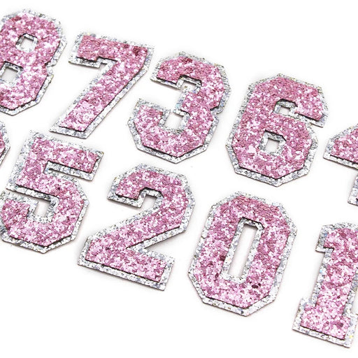 Pink Sequin 5cm Iron-On Patch Numbers