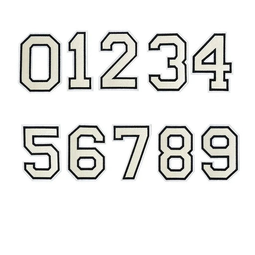 White 7.8cm Embroidered Iron On Patch Numbers