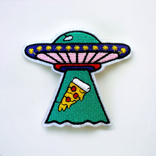 UFO Pizza Abduction Embroidered Iron-On Patch
