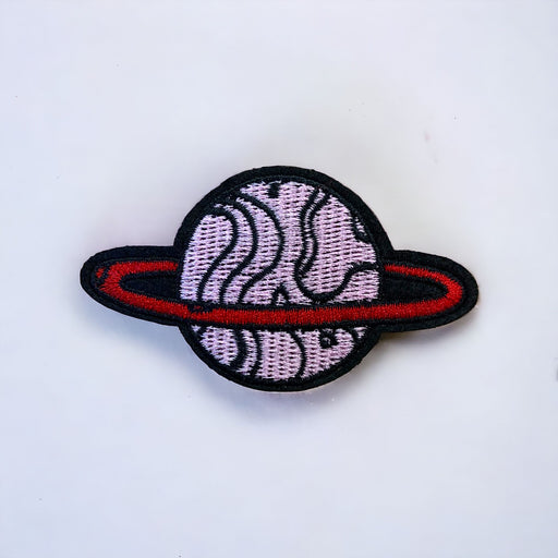 Pink Planet Embroidered Iron-On Patch