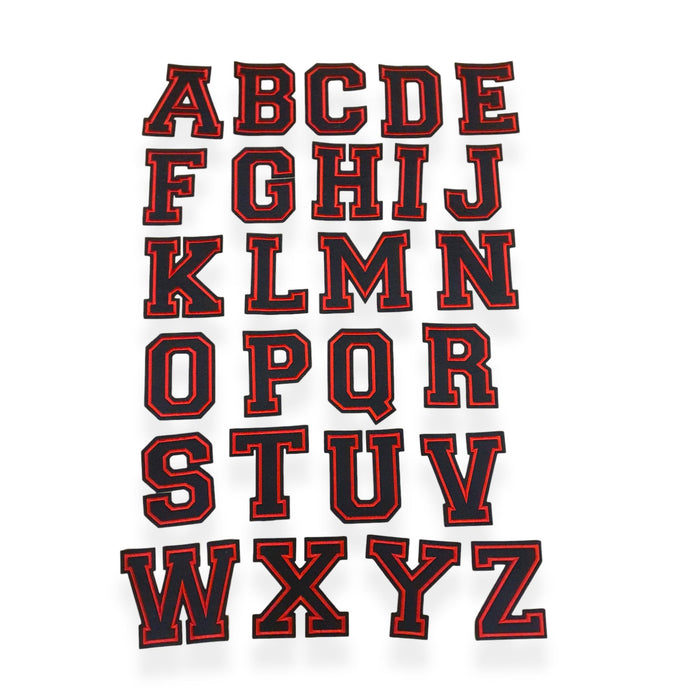 Large Varsity Black Red 20cm Iron-On Patch Letters 