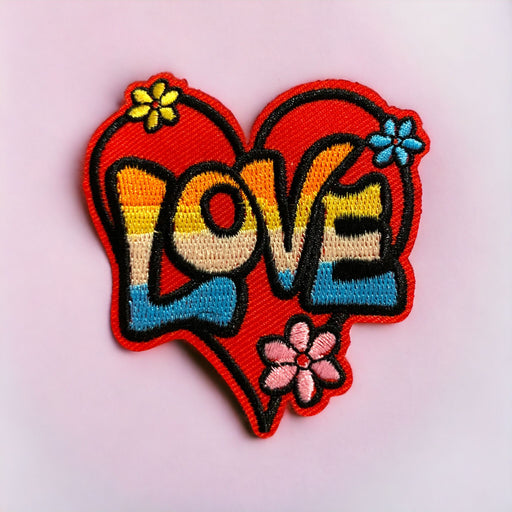 Love Heart Embroidered 7cm Iron-On Patch