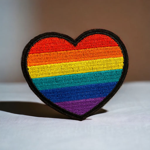 Rainbow Heart Embroidered 5.5cm Iron-On Patch