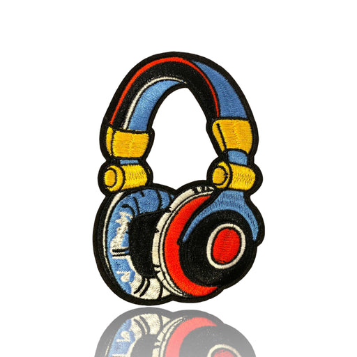 Colourful Headphones Embroidered 12.5cm Iron-On Patch