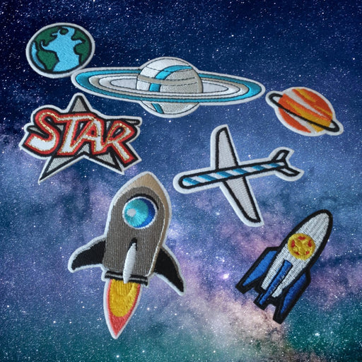 Space Themed Embroidered Iron On Patches