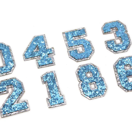 Blue Sequin 5cm Iron-On Patch Numbers