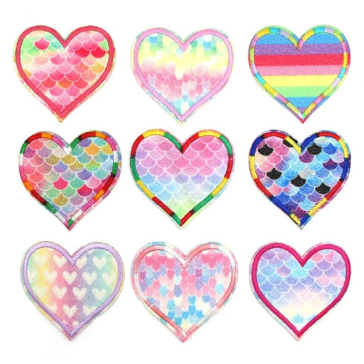 Glitter Embroidered Heart 6.7cm Iron On Patches