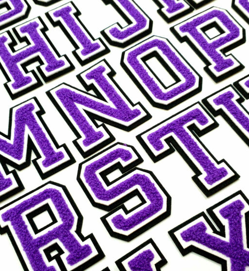 3D Varsity Style Purple 5cm Chenille Iron-On Patch Letters