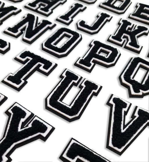 3D Varsity Style Black 7.5cm Chenille Iron-On Patch Letters