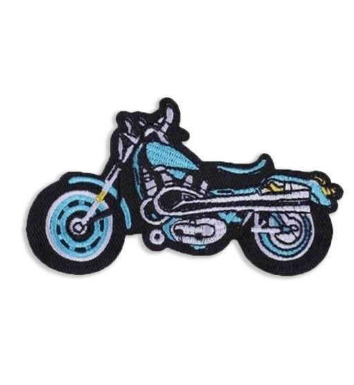 Blue Motorbike Embroidered Iron-On Patch