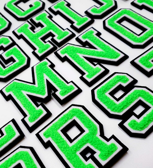 3D Varsity Style Green 5cm Chenille Iron-On Patch Letters