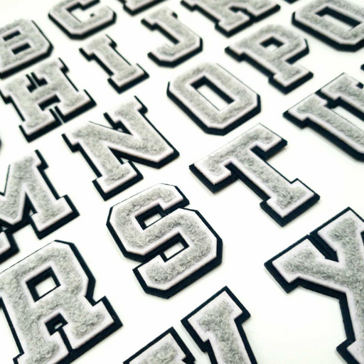 3D Varsity Style Grey 5cm Chenille Iron-On Patch Letters