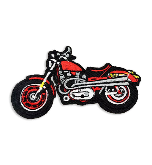 Red Motorbike Embroidered Iron-On Patch