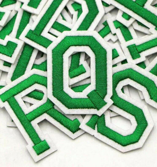 Dark Green Embroidered 5cm Iron On Patch Letters