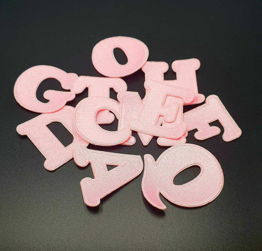 Baby Pink 5cm Embroidered Iron On Patch Letters