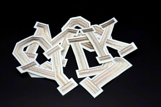 Large Varsity Beige Iron-On Patch Letters & Numbers