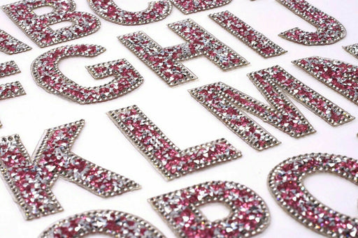 Large Pink Rhinestone 6.3cm Iron-On Patch Letters