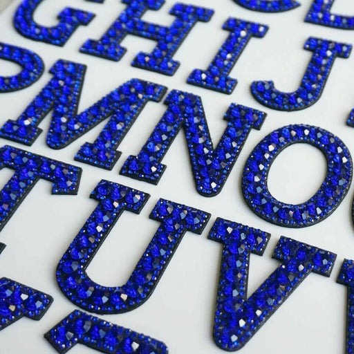 Blue Sparkle Rhinestone 5.5cm Iron On Patch Letters