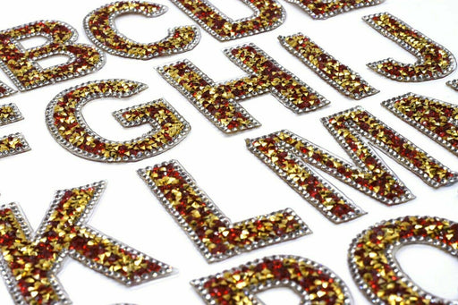 Gold Red Rhinestone 6.3cm Iron-On Patch Letters