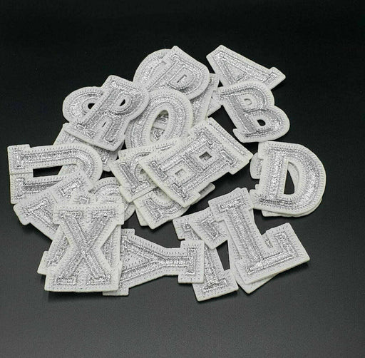 Silver Embroidered 4.5cm Iron-On Patch Letters