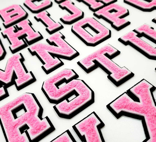 3D Varsity Style Pink 5cm Chenille Iron-On Patch Letters