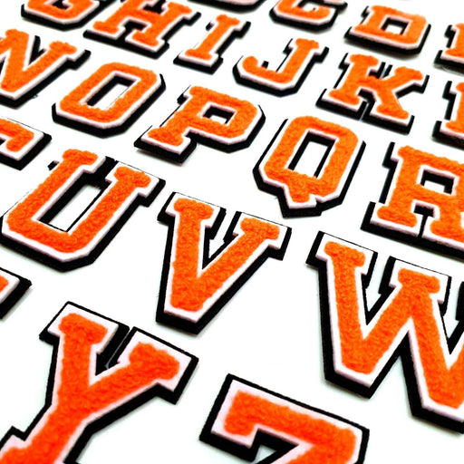 3D Varsity Style Orange 5cm Chenille Iron-On Patch Letters