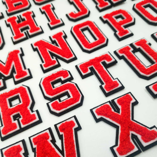 3D Varsity Style Red 5cm Chenille Iron-On Patch Letters