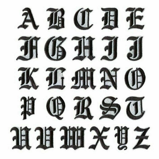 Old English Black Embroidered 5cm Iron-On Patch Letters