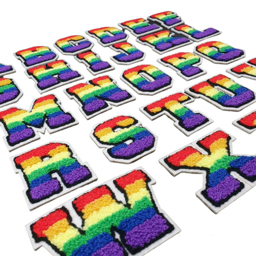 3D Varsity Style Rainbow 5cm Chenille Iron-On Patch Letters