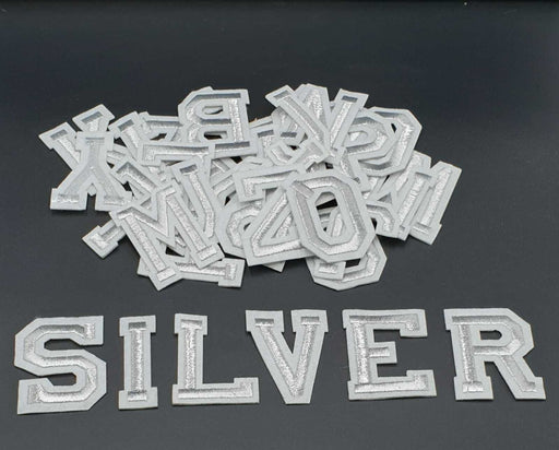 Silver 5cm Embroidered Iron On Patch Letters