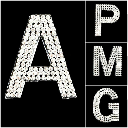 Silver 3cm Rhinestone Iron On Patch Letters & Numbers