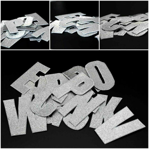 Sparkly Silver Embroidered 7cm Iron-On Patch Letters