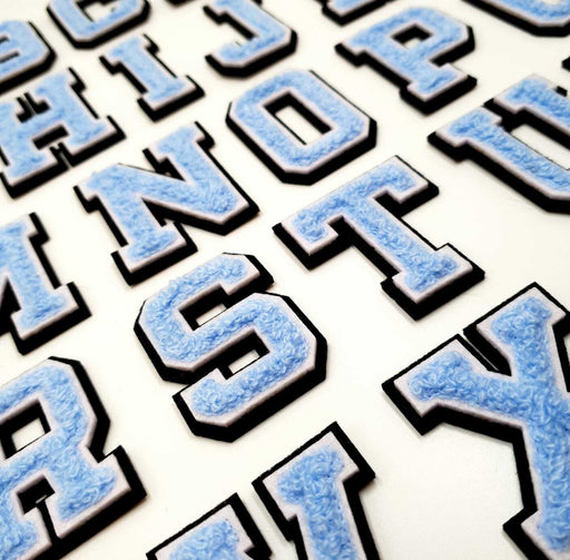 3D Varsity Style Blue 5cm Chenille Iron-On Patch Letters