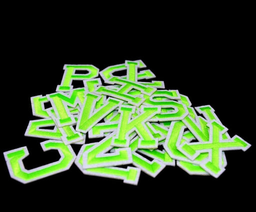 Fluorescent Green Embroidered 5cm Iron On Patch Letters