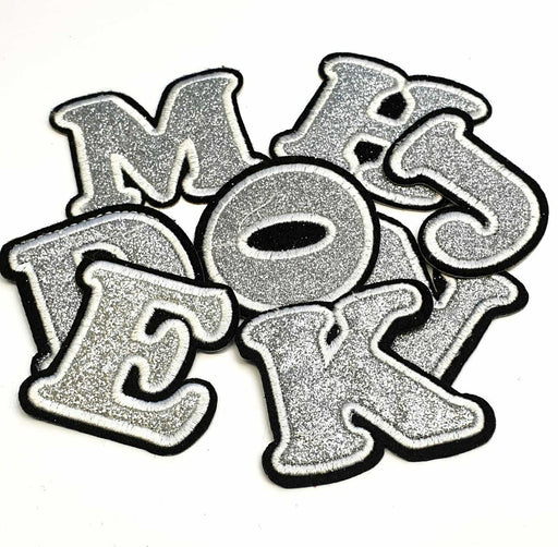 Silver Glitter 5cm Iron-On Patch Letters