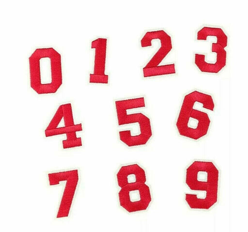 Red Embroidered 5cm Iron On Patch Numbers