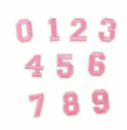 Pink Embroidered 5cm Iron-On Patch Numbers