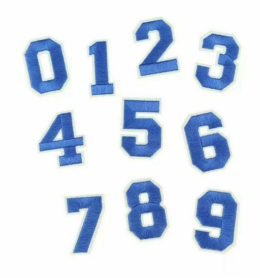 Blue Embroidered 5cm Iron On Patch Numbers