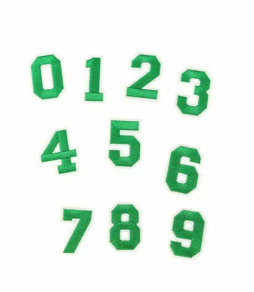 Green Embroidered 5cm Iron On Patch Numbers