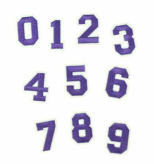 Purple Embroidered 5cm Iron On Patch Numbers