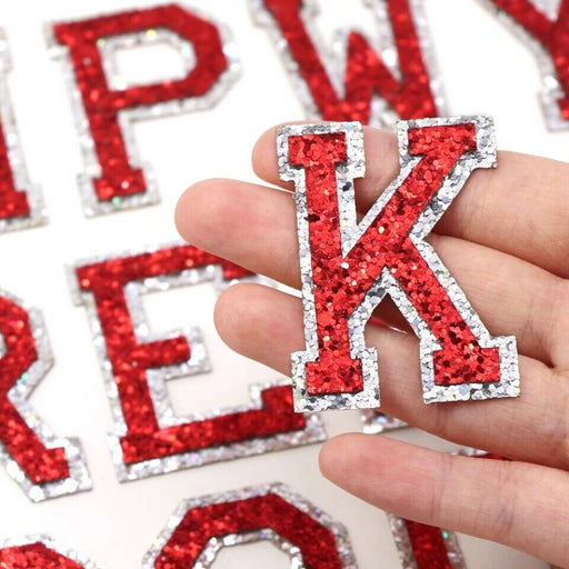 Red Sequin 5cm Iron-On Patch Letter K