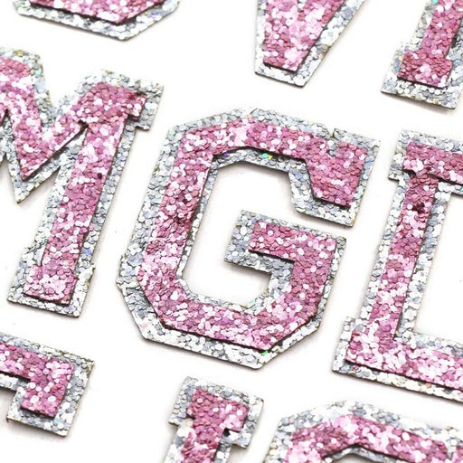 Pink Sequin 5cm Iron-On Patch Letters