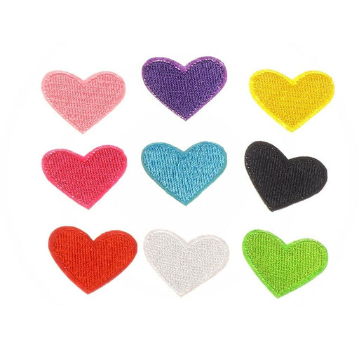 Set of 20 Heart Embroidered 2cm Iron-On Patches