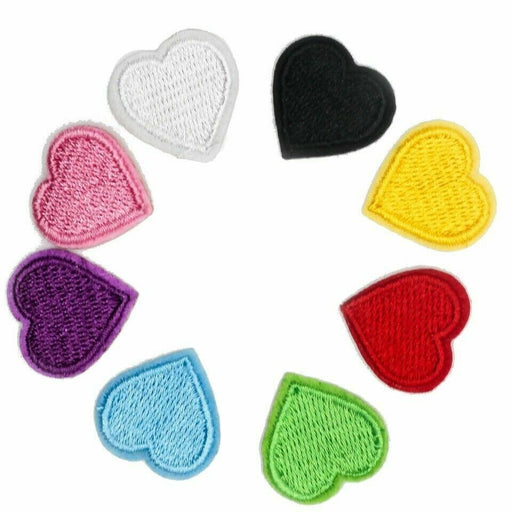 Set of 3 Multicoloured Heart Embroidered 2.6cm Iron-On Patches