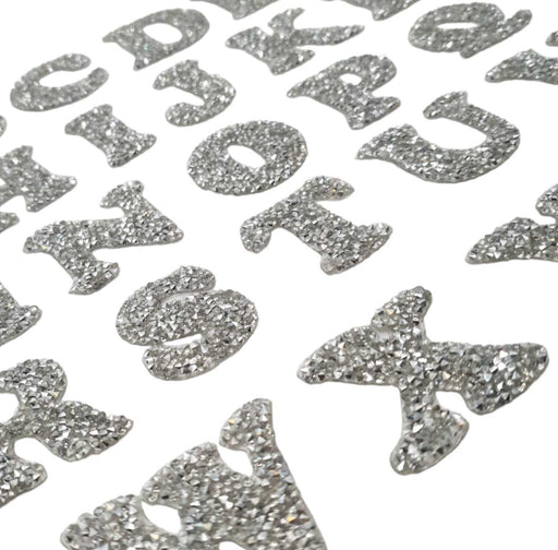 Silver Rhinestone Serif Style 3.3cm Iron-On Patch Letters