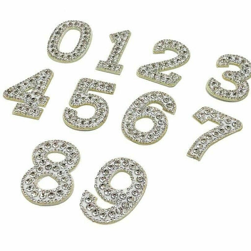 Silver Rhinestone 5.5cm Iron On Patch Numbers