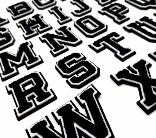 3D Varsity Style Black 5cm Chenille Iron-On Patch Letters