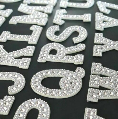 Silver Rhinestone Sparkle 5.5cm Iron-On Patch Letters