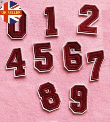Red Embroidered 6cm Iron On Patch Numbers