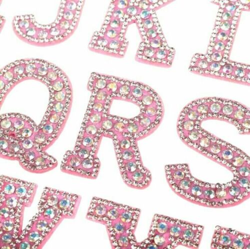 Pink 5.5cm Rhinestone Iron On Patch Letters
